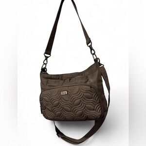 Lug Samba XL Convertible Crossbody Bag Walnut Brown Quilted RFID Like New